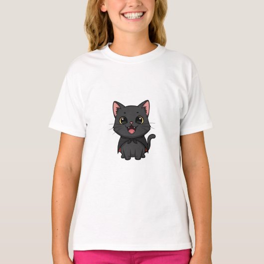 かわいい黒い吸血鬼猫の子供たち Tシャツ (正面)