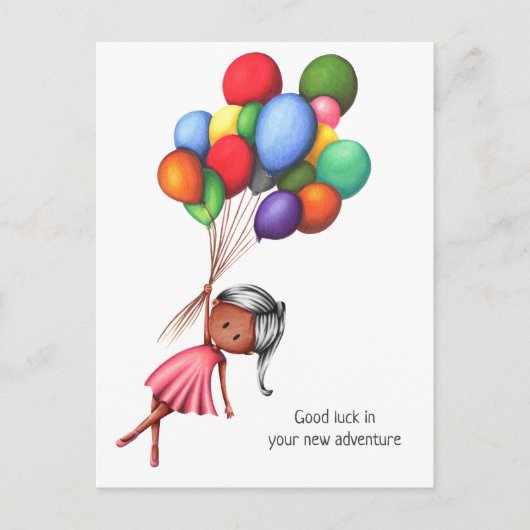 かわいい黒い女の子の風船パーソナライズされた別 ポストカード (正面)
