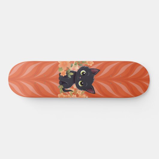 かわいい黒い子猫かわいい スケートボード (横)