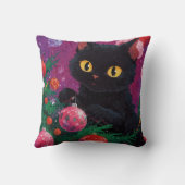 かわいい黒い子猫とクリスマスツリー クッション (裏面)