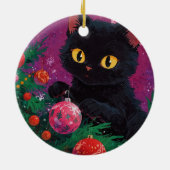 かわいい黒い子猫とクリスマスツリー セラミックオーナメント (裏面)