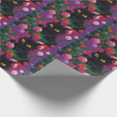 かわいい黒い子猫とクリスマスツリー ラッピングペーパー (角)