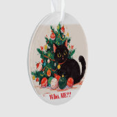 かわいい黒い子猫の後ろ姿 – クリスマス オーナメント (正面)