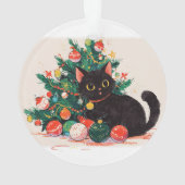 かわいい黒い子猫の後ろ姿 – クリスマス オーナメント (裏面)