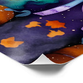 かわいい黒い子猫カボチャとリボン ポスター (コーナー)