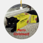 かわいい黒い子猫クリスマスオーナメント セラミックオーナメント (裏面)