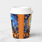 かわいい黒い子猫、ジャック・オ・ランタン、月 紙コップ (右)