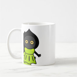 かわいい黒い影の生き物 緑のドレス コーヒーマグ コーヒーマグカップ