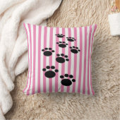 かわいい黒い漫画のペットの足とストライプ クッション (ブランケット)