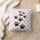 かわいい黒い漫画のペットの足と水玉模様 クッション (ブランケット)
