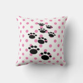 かわいい黒い漫画のペットの足と水玉模様 クッション (裏面)