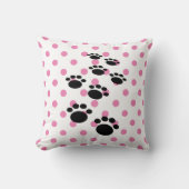 かわいい黒い漫画のペットの足と水玉模様 クッション (正面)
