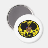 かわいい黒い漫画ガールフィノ マグネット (正面/裏面)