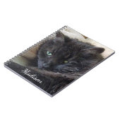 かわいい黒い猫の写真パーソナライズされた名 ノートブック (左側)