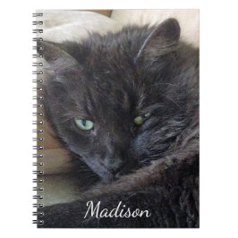 かわいい黒い猫の写真パーソナライズされた名 ノートブック