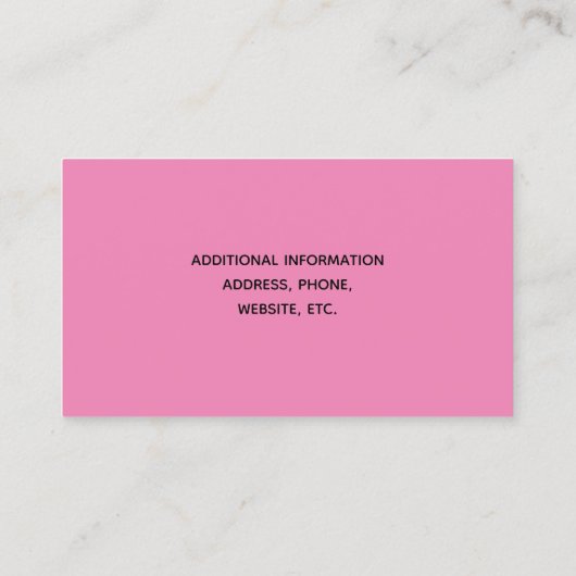 かわいい黒い猫ピンク |お洒落動物愛好家 名刺 (裏面)