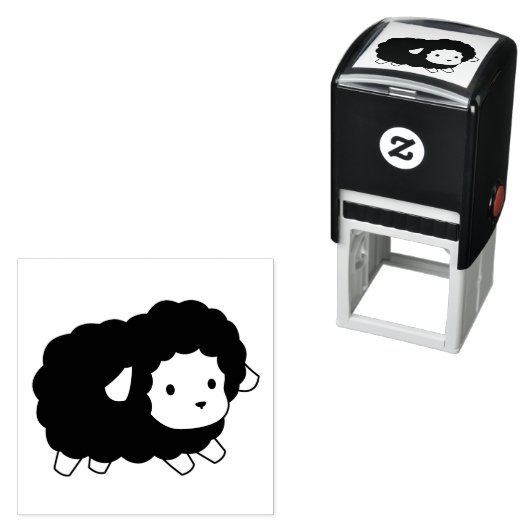 かわいい黒い羊のエウ セルフインキングスタンプ (インサイチュ)