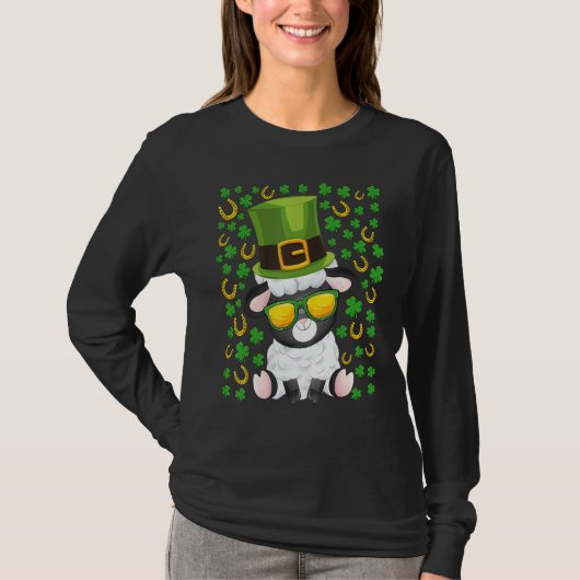 かわいい黒い羊st patricks dayハットシャムロックシー tシャツ (正面)