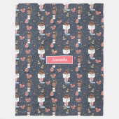 かわいい黒い肌の小さな女の子新学期毛布 フリースブランケット (正面)