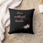 かわいい黒い花と愛の引用文 クッション (ブランケット)