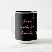 かわいい黒い花と愛の引用文 ツートーンマグカップ (正面左)