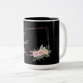 かわいい黒い花と愛の引用文 ツートーンマグカップ (正面右)