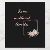 かわいい黒い花と愛の引用文 ワインラベル (シングルラベル)