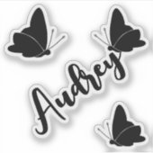 かわいい黒い蝶々のオリジナル名シール スイート シール (正面)