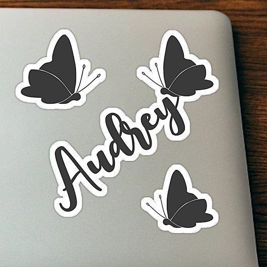 かわいい黒い蝶々のオリジナル名シール スイート シール
