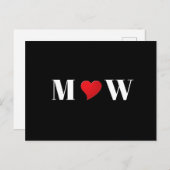 かわいい黒い赤いハートカップルイニシャルモノグラム シーズンポストカード (正面/裏面)