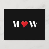 かわいい黒い赤いハートカップルイニシャルモノグラム シーズンポストカード (正面)