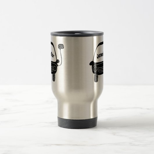 かわいい黒い電気自動車パーソナライズされた トラベルマグ (中央)