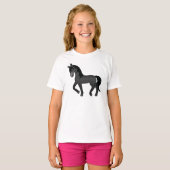 かわいい黒い馬のイラスト Tシャツ (正面フル)