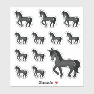 かわいい黒い馬のキャラクター シール