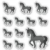 かわいい黒い馬のキャラクター シール (正面)