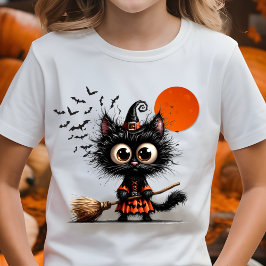 かわいい黒い魔女キッテンハロウィーン Tシャツ