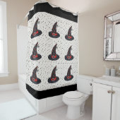 かわいい黒い魔女帽子の星ダングリングクモ シャワーカーテン (インサイチュ)