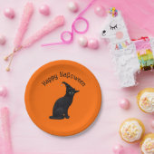 かわいい黒い魔女猫 ペーパープレート (パーティー)