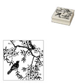 かわいい黒い鳥の木の枝の花の果実 ラバースタンプ (押印)