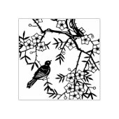 かわいい黒い鳥の木の枝の花の果実 ラバースタンプ (インプリント)