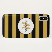 かわいい黒い黄色いビーストライプの名前とモノグラム Case-Mate iPhoneケース (裏面(横))