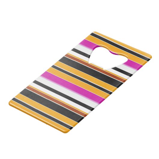 かわいい黒い黄色のストライプ クレジットカード栓抜き (裏面アングル)