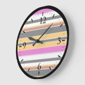 かわいい黒い黄色のストライプ ラージ壁時計 (傾斜)