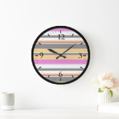 かわいい黒い黄色のストライプ ラージ壁時計 (ホーム)