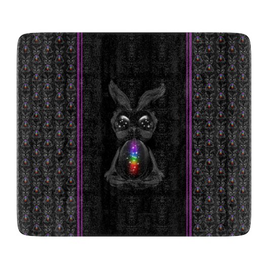 かわいい黒うさぎチャクラレインボーソウル カッティングボード (正面)