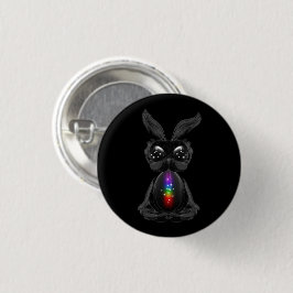 かわいい黒うさぎチャクラレインボーソウル 缶バッジ