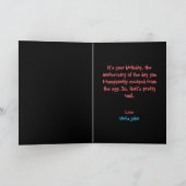 かわいい黒おもしろい鶏とケーキのユーモア誕生日 カード (内部)