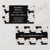 かわいい黒およびタンのダックスフントパターン 名刺 (正面/裏面)