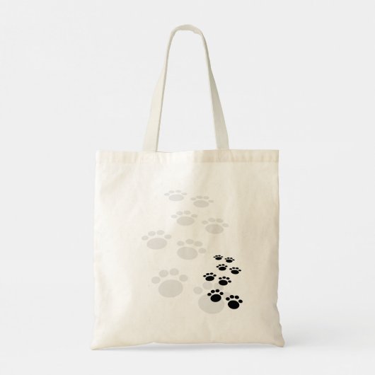 かわいい黒とグレーの漫画ペットの前足トレイル トートバッグ (裏面)