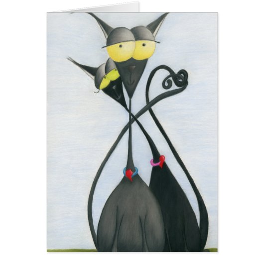 かわいい黒とグレーの猫の漫画 (正面)